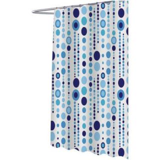 Carnation Home Fashions Mia Extra Long Blue and White Fabric Shower Curtain