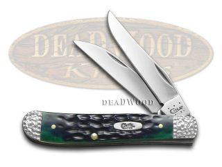 CASE XX Worked Bolster Hunter Green Bone Mini Trapper Stainless Pocket Knife