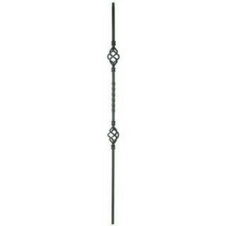 Stair Parts 44 in. x 1/2 in. Matte Black Iron Double Basket Baluster I553B 044 HD00D