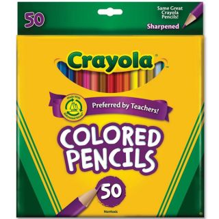 Crayola Long Barrel Colored Woodcase Pencils, 3.3 mm, 50 Assorted