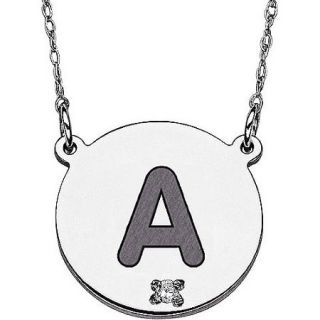Personalized Diamond Accent Sterling Silver Initial Disc Pendant Necklace, 20"