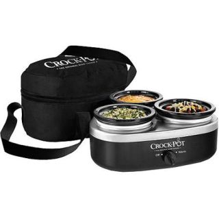 Crock Pot 16 Ounce Little Triple Dipper, Silver and Black