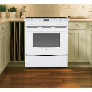 GE  30 Slide In Electric Range w/ True Convection   White