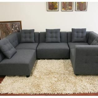 Baxton  Alcoa Gray Fabric Modular Modern Sectional Sofa