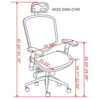 Chintaly Mid Back Adjustable Mesh Office Chair with Headrest