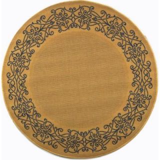 Safavieh Courtyard Natural/Blue 6 ft. 7 in. x 6 ft. 7 in. Round Indoor/Outdoor Area Rug CY1588 3101 7R