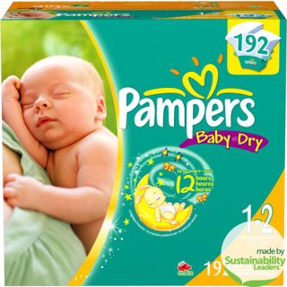 Pampers   Baby Dry Diapers (sizes newborn, 1/2, 3, 4, 5, 6)