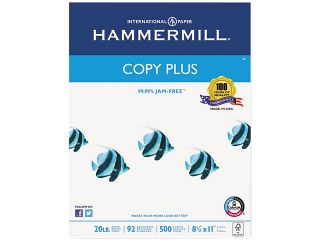 Hammermill 105007   Copy Plus Copy Paper, 92 Brightness, 20lb, 8 1/2 x 11, White, 5000 Sheets/Carton