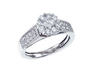 14K White Gold Classic Diamond QPID Engagement Ring (0.78 tcw)