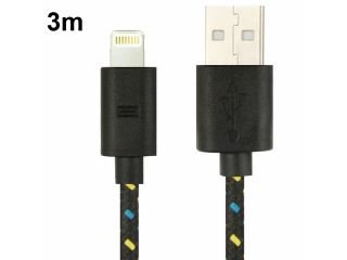 Nylon Netting Style Lightning 8 Pin USB Data Transfer / Charge Cable for iPhone 5 / iPod touch 5 / iPad mini / mini 2 Retina / iPad 4, Length: 3m (Available in 8 colors)