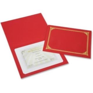 Skilcraft Linen Gold Foil Certificate Holder   A4   8.27" Width X 11.69" Length, 8.50" Width X 11" Length, 8" Width X 10" Length Sheet Size   Linen   Red   6 / Pack (nsn 6272960)