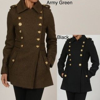 Miss Sixty Womens Wool blend Double breasted Military Peacoat
