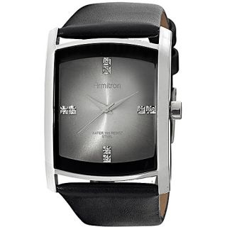 Armitron Men's Silver Tone Watch with Black Leather Strap