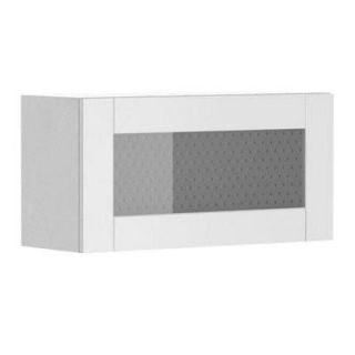 Eurostyle 30x15x12.5 in. Stockholm Wall Bridge Cabinet with Horizontal Hinge in White Melamine and Glass Door in White WG3015HZ.W.STOCK