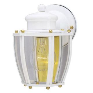 Westinghouse 1 Light White Steel Exterior Wall Lantern with Clear Curved Glass Panels 6696200
