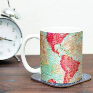Oh the Places Well Go by Alison Coxon 11 oz. World Map Ceramic Coffee