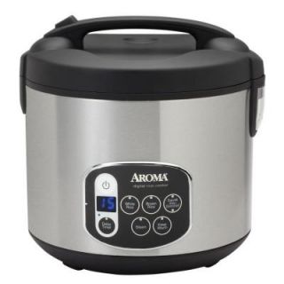 AROMA 20 Cup Cooked Digital Cool Touch Rice Cooker and Food Steamer in Stainless Steel ARC 1010SB