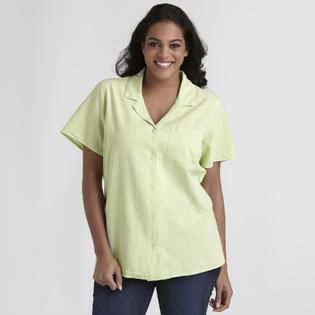 Basic Editions Womens Plus Woven Camp