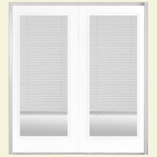 Masonite 60 in. x 80 in. Ultra White Prehung Right Hand Inswing Mini Blind Steel Patio Door with Brickmold in Vinyl Frame 49515