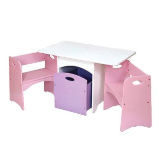 Kidkraft Table and 2 Bench Set   Pastel Pink/Purple