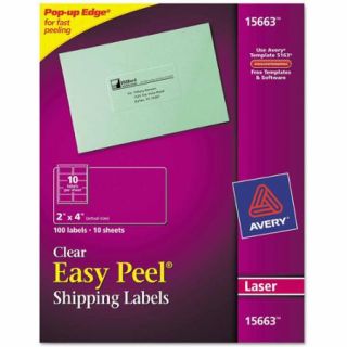 Avery Easy Peel Mailing Labels for Laser Printers, 2" x 4", Clear, 100 Pack