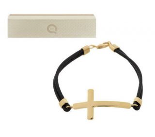Bronze Horizontal Cross Leather Bracelet by Bronzo Italia —