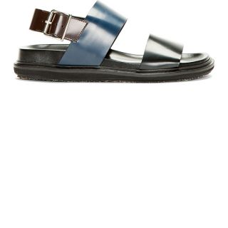 Marni Black & Navy Colorblocked Leather Sandals