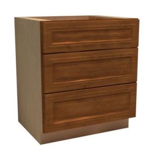 Home Decorators Collection 30x34.5x24 in. Clevedon Assembled Base Drawer Cabinet with 3 Drawers in Toffee Glaze BD30 CTG