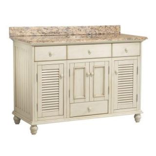 Foremost Cottage 49 in. W x 22 in. D Vanity in Antique White with Vanity Top and Stone Effects in Santa Cecilia CTAASESC4922D