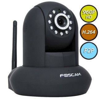 Foscam 1280x960p Pan/Tilt Wireless IP Camera   Black (FI9831P)