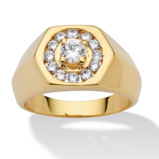 PalmBeach Mens 2.00 TCW Round Cubic Zirconia 14k Yellow Gold Plated