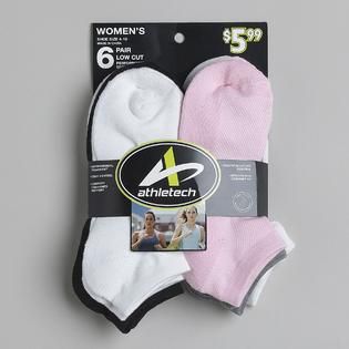Athletech   Womens 6 Pair Low Cut Mesh Performance Sport Socks