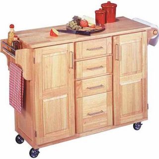 Home Styles Natural Breakfast Bar Kitchen Cart with Wood Top