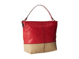 coach hamptons weekend leather perforated shoulder bag bright coral tan