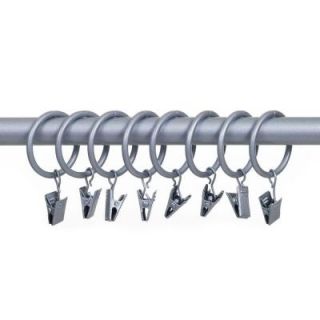 Lavish Home 1 in. Curtain Rod Rings with Clips for 1 in. or 1 1/4 in. Poles in Silver (8 Pack) 63 R05 19 CLIP SI