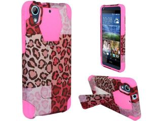 HTC Desire 626 626S Hard Cover and Silicone Protective Case   Hybrid Exotic Cheetah/ Hot Pink Transformer With Stand