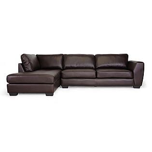 Baxton  Orland Brown Leather Modern Sectional Sofa Set with Left