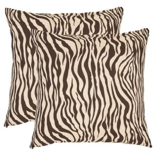 Safavieh 2 Pack Zebra Pillow   Brown (22x22)