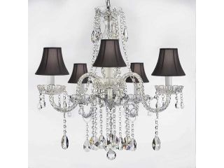 AUTHENTIC ALL CRYSTAL CHANDELIERS LIGHTING EMPRESS CRYSTAL (TM) CHANDELIERS WITH BLACK SHADES H27" X W24"