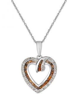 White and Red Diamond Heart Pendant Necklace (3/8 ct. t.w.) in 10k