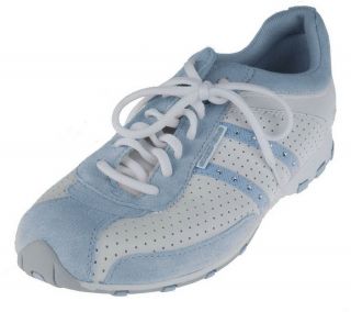 Skechers Leather & Suede Athletic Stripe Comfort Walking Shoes —