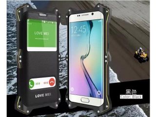 LOVE MEI MK 2 Metal Leather Shockproof Cover Case for Samsung Galaxy S6 / S6 Edge   Black