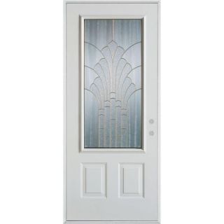 Stanley Doors 36 in. x 80 in. Art Deco 3/4 Lite 2 Panel Prefinished White Steel Prehung Front Door 1350E D 36 L P