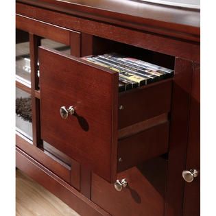 Walker Edison  52 in. Brown Wood TV Stand with Drawers