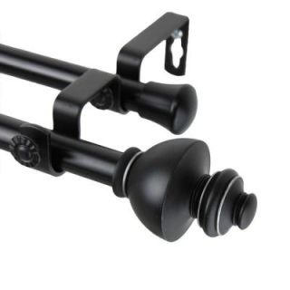 Rod Desyne 120 in.   170 in. Double Telescoping Curtain Rod in Black with Dynasty Finial 4704 992