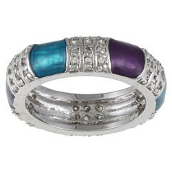 Kate Bissett Silvertone Turquoise and Purple Accent Cubic Zirconia