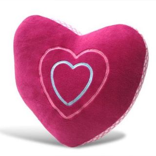 Heart Shaped Pink Microplush Embroidered Decorative Pillow