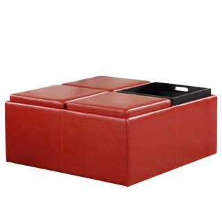 TRIBECCA HOME Charlotte Red Faux Leather Storage Ottoman   12315258