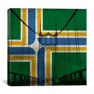 Portland Flag, St. Johns Bridge Graphics Art on Canvas