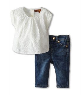 7 For All Mankind Kids Lace Tee And Denim Set Infant Cream